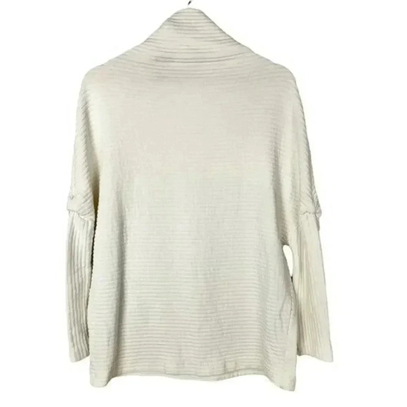 Zara White Textured Mock Neck Drop Shoulder Long Sleeve Sweater M - Picture 2 of 6